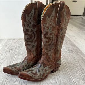 Old Gringo | Rust Diego Cowboy Boots Turquoise Stitching 7.5 Western Cowgirl